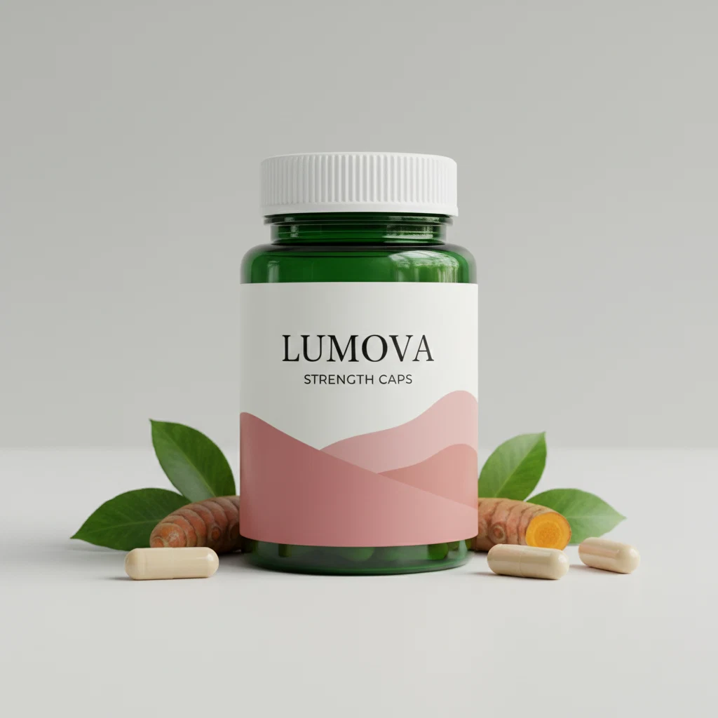 Lumova Strength Caps donkergroene glazen pot met zilveren deksel, 90 capsules